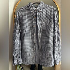 Blue and White Lined Gingham Button Up